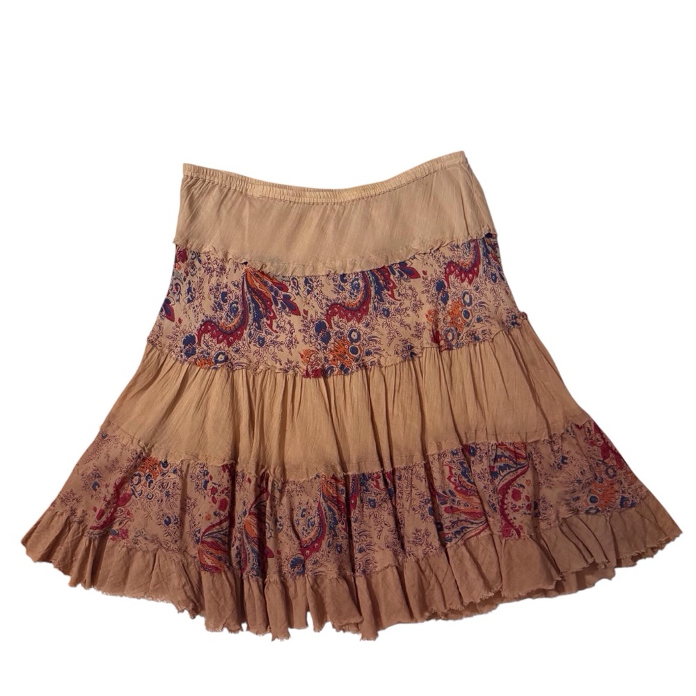 ❌❌❌❌❌Vintage Derek Heart Medium Floral Mini Skirt Fairy Whimsy Boho Hippie Brown